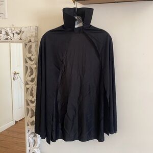 🪞 NEW Black collar silky open front cape cosplay halloween long costume cape